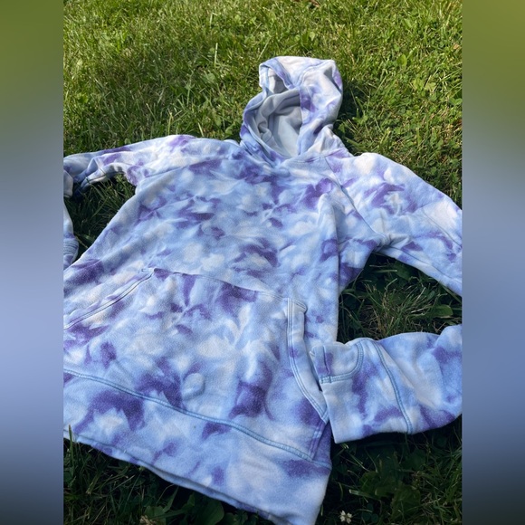 Athleta G!RL Hoodie Tie-Dye Hooded Sweatshirt Girls XL 14 Purple Blue White - Picture 1 of 16